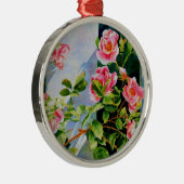 Mooie roze rood witte rozen waterverf bloemenmolen metalen ornament (Rechts)