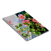 Mooie roze rood witte rozen waterverf bloemenmolen notitieboek (Rechterzijde)