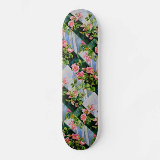 Mooie roze rood witte rozen waterverf bloemenmolen persoonlijk skateboard (Voorkant)