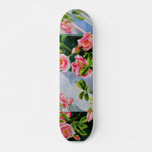 Mooie roze rood witte rozen waterverf bloemenmolen persoonlijk skateboard
