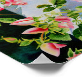 Mooie roze rood witte rozen waterverf bloemenmolen poster (Hoek)