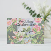 Mooie roze rood witte rozen waterverf bloemenmolen save the date (Staand voorkant)