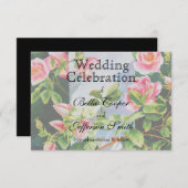 Mooie roze rood witte rozen waterverf bloemenmolen save the date (Voorkant / Achterkant)