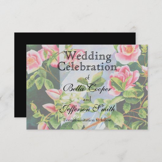 Mooie roze rood witte rozen waterverf bloemenmolen save the date (Voorkant / Achterkant)