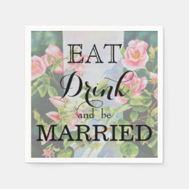 Mooie roze rood witte rozen waterverf bloemenmolen servetten