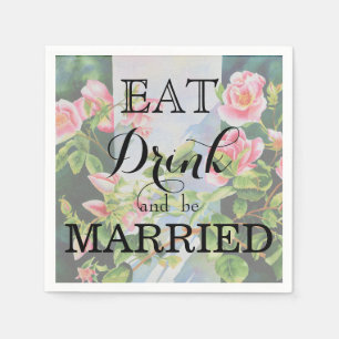 Mooie roze rood witte rozen waterverf bloemenmolen servetten