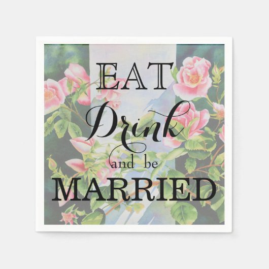 Mooie roze rood witte rozen waterverf bloemenmolen servetten (Voorkant)