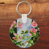 Mooie roze rood witte rozen waterverf bloemenmolen sleutelhanger (Voorkant)