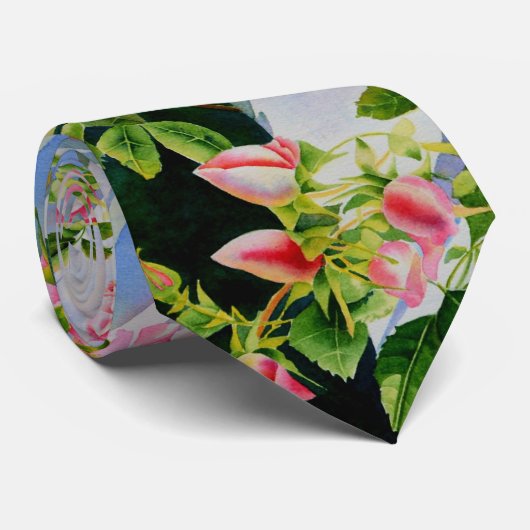 Mooie roze rood witte rozen waterverf bloemenmolen stropdas (Opgerold)