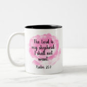 Mooie Roze Roos Bijbelcitaat Psalm 23 Tweekleurige Koffiemok (Links)