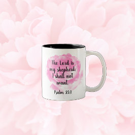 Mooie Roze Roos Bijbelcitaat Psalm 23 Tweekleurige Koffiemok