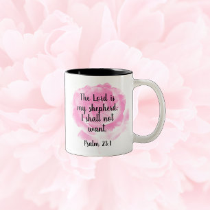 Mooie Roze Roos Bijbelcitaat Psalm 23 Tweekleurige Koffiemok