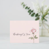 Mooie Roze Roos Bloem Briefkaart (Staand voorkant)