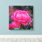 Mooie Roze Roos Bloem Canvas Afdruk (Insitu (Houten vloer))