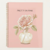 Mooie Roze Roos Bloem in Vaas Planner (Voorkant)