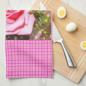 mooie roze roos bloem met zoete harten theedoek (Quarter Fold)
