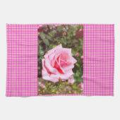 mooie roze roos bloem met zoete harten theedoek (Horizontaal)