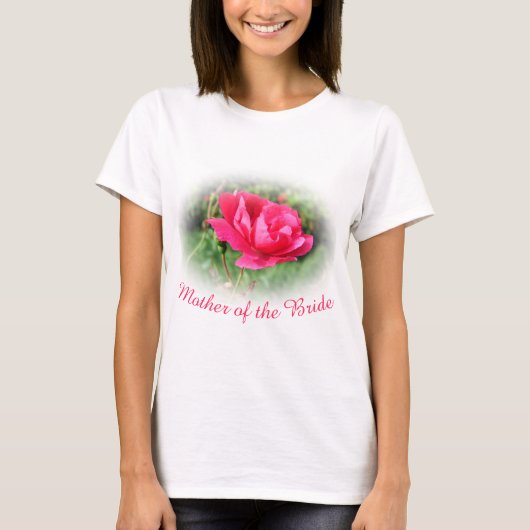 Mooie roze roos bloem moeder van de bruid t-shirt (Voorkant)