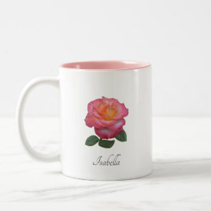 Mooie roze roos bloem mok