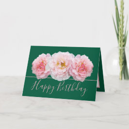 Mooie Roze Roos  Bloemen Boeket Verjaardag Kaart