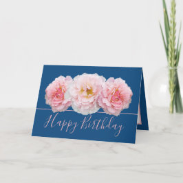 Mooie Roze Roos  Bloemen Boeket Verjaardag Kaart