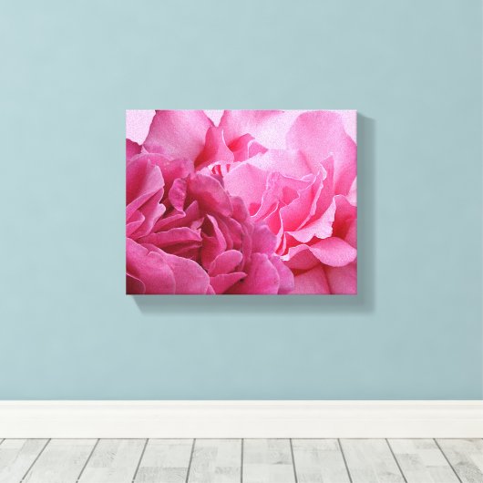 Mooie roze roos bloemige moderne stijlvolle canvas afdruk (Insitu (Houten vloer))