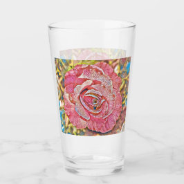 Mooie roze roos bloemschildering glas