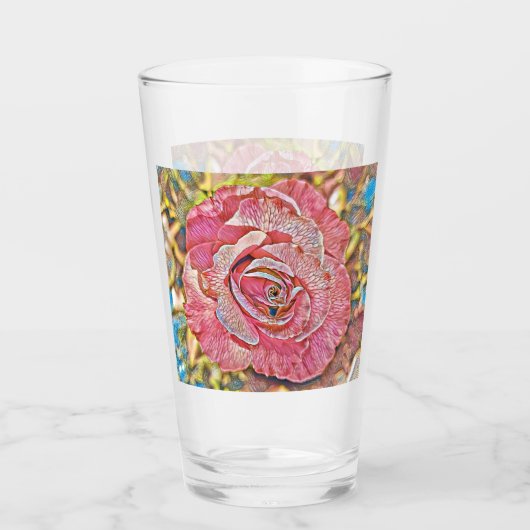 Mooie roze roos bloemschildering glas (Voorkant)