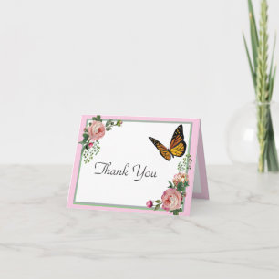 Mooie Roze Roos Botanisch Vintage Bedankkaart