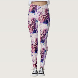 Mooie Roze Roos Chrysanthemum Bloemen Leggings