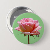 Mooie roze roos close-up cust. BG BUTTON (Voorkant /achterkant)