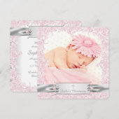 Mooie Roze Roos Doop Kaart (Voorkant / Achterkant)