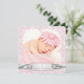 Mooie Roze Roos Doop Kaart (Staand voorkant)