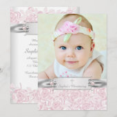 Mooie Roze Roos Doop Kaart (Voorkant / Achterkant)