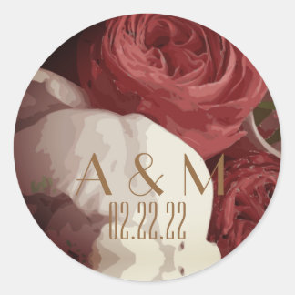 Mooie Roze Roos en Pioen Rozen Oudroze Bloemkunst Ronde Sticker