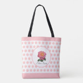 Mooie roze roos en polka dots tote bag (Achterkant)