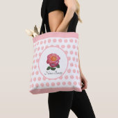 Mooie roze roos en polka dots tote bag (Dichtbij)