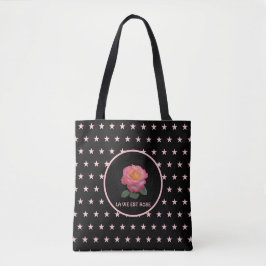 Mooie Roze Roos en Roze Sterren Tote Bag