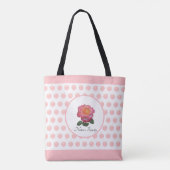 Mooie Roze Roos en Stippen Tote Bag (Achterkant)