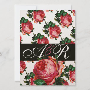 MOOIE ROZE ROOS FLORALE MONOGRAM KAART