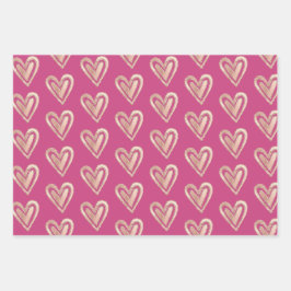 Mooie roze & Roos gouden harten Inpakpapier Vel