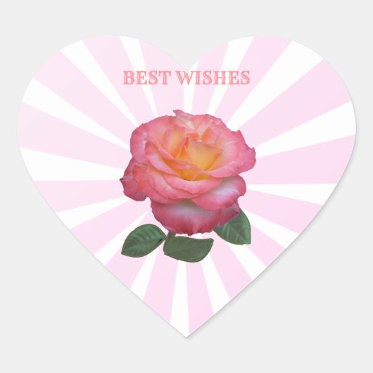Mooie Roze Roos Hart Sticker (Voorkant)