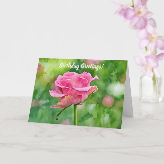 Mooie Roze Roos in een Tuin Kunst Verjaardag Kaart (Orchidee)