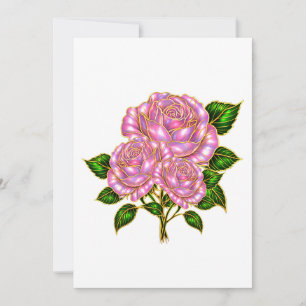Mooie Roze Roos Lege Notitiekaart