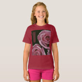 Mooie roze Roos meisjes T-shirt (Voorkant volledig)