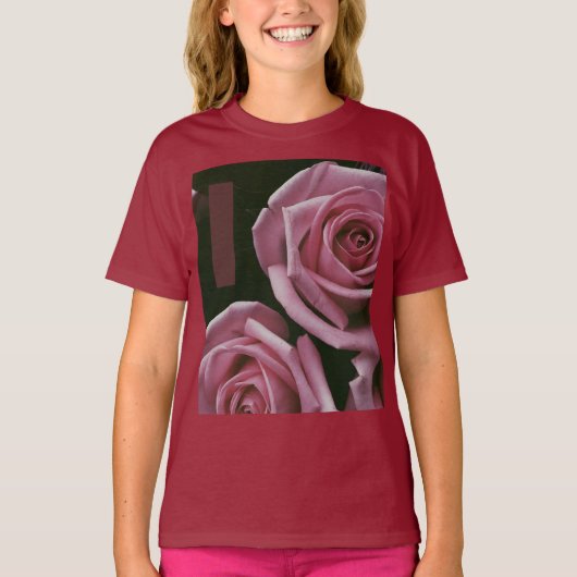 Mooie roze Roos meisjes T-shirt (Voorkant)