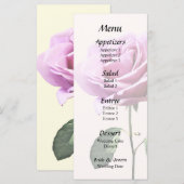 Mooie roze roos met bladeren bruiloft menu (Voorkant / Achterkant)