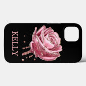Mooie roze roos met gouden glitter Case-Mate iPhone case (Achterkant (horizontaal))