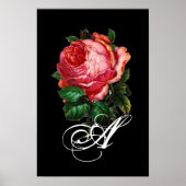 MOOIE ROZE ROOS MONOGRAM POSTER (Voorkant)