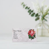 MOOIE ROZE ROOS, MONOGRAM Wit Parel Papier Visitekaartje (Staand voorkant)